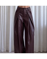 PANTALÓN CAMPANA PINZAS BURDEOS