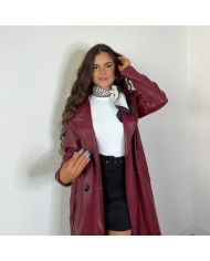 GABARDINA EFECTO PIEL BURDEOS