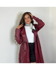 GABARDINA EFECTO PIEL BURDEOS