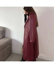 GABARDINA EFECTO PIEL BURDEOS