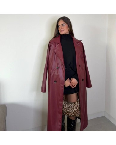 GABARDINA EFECTO PIEL BURDEOS
