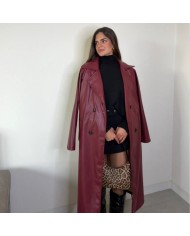 GABARDINA EFECTO PIEL BURDEOS