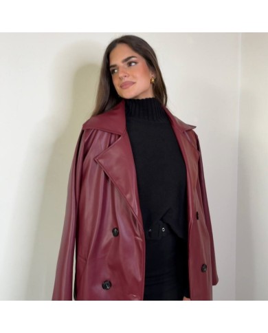 GABARDINA EFECTO PIEL BURDEOS