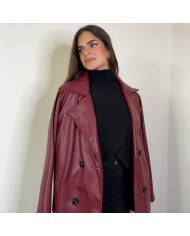 GABARDINA EFECTO PIEL BURDEOS