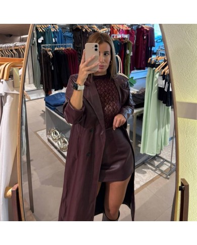 FALDA PANTALÓN EFECTO PIEL BURDEOS