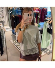 BLUSA ENCAJE  CREMA