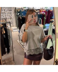 BLUSA ENCAJE  CREMA