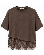 BLUSA ENCAJE CHOCO