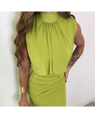 VESTIDO FLUIDO VERDE AGUACATE