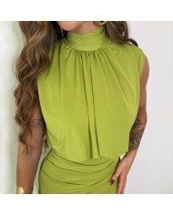 VESTIDO FLUIDO VERDE AGUACATE