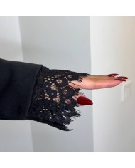 BLAZER VESTIDO LARGA ENCAJE NEGRA