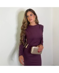 VESTIDO HEBILLA HOMBRERAS BERENJENA