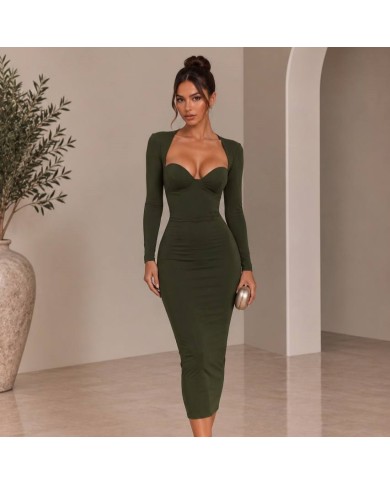 VESTIDO ESCOTE CORAZÓN VERDE CAQUI