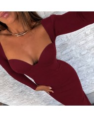 VESTIDO ESCOTE CORAZÓN BURDEOS