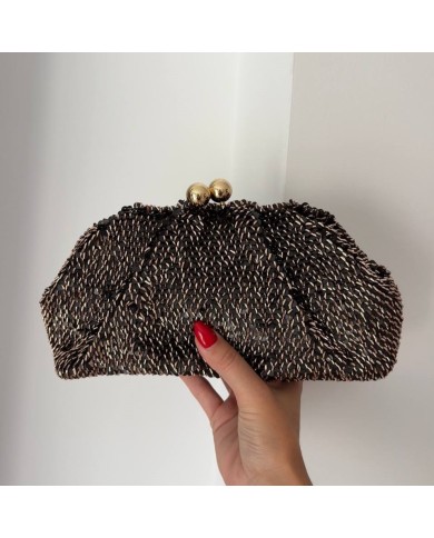 BOLSO EVENTO CHOCO CON DORADO