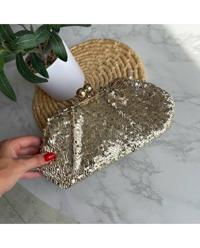 BOLSO EVENTO LENTEJUELAS DORADO