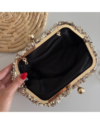 BOLSO EVENTO LENTEJUELAS DORADO