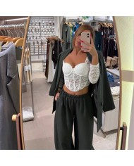 PANTALÓN TRAJE PUÑO VERDE CAQUI