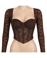 TOP VARILLAS ENCAJE  CHOCO