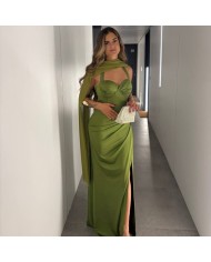VESTIDO ESCOTE CORAZÓN VERDE AGUACATE