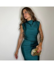 VESTIDO HOMBRERAS VERDE ESMERALDA
