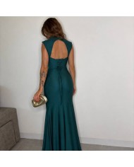 VESTIDO HOMBRERAS VERDE ESMERALDA