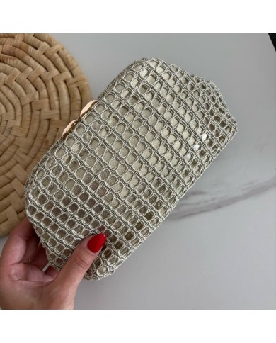 BOLSO EVENTO CALADO DORADO