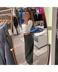 PANTALÓN TRAJE PUÑO LAZO VERDE CAQUI