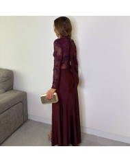 PREVENTA VESTIDO TRANSPARENCIAS TUL BURDEOS