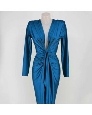 VESTIDO NUDO MANGA PETRÓLEO