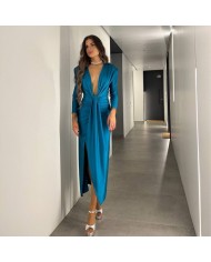VESTIDO NUDO MANGA PETRÓLEO