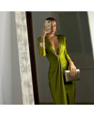 VESTIDO NUDO MANGA VERDE OLIVA