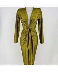 VESTIDO NUDO MANGA VERDE OLIVA