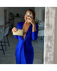 VESTIDO NUDO MANGA AZUL KLEIN