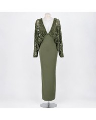 VESTIDO COMBINADO ENCAJE VERDE