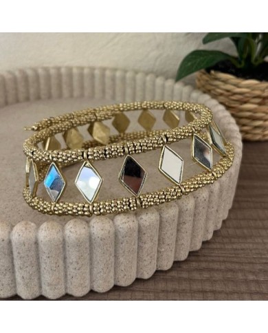 CHOKER ESPEJOS ROMBOS DORADO