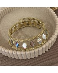 CHOKER ESPEJOS ROMBOS DORADO