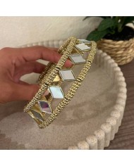 CHOKER ESPEJOS ROMBOS DORADO