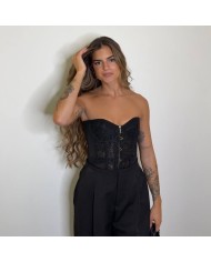 CORSET ENCAJE CINTA NEGRO