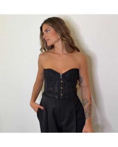CORSET ENCAJE CINTA NEGRO