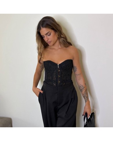 CORSET ENCAJE CINTA NEGRO