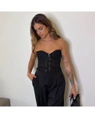 CORSET ENCAJE CINTA NEGRO