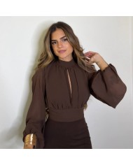 VESTIDO GASA CHOCO