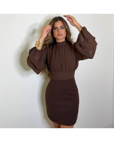 VESTIDO GASA CHOCO