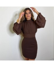VESTIDO GASA CHOCO