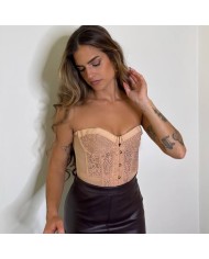 FALDA MIDI EFECTO PIEL BURDEOS