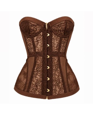 CORSET ENCAJE CINTA CHOCO