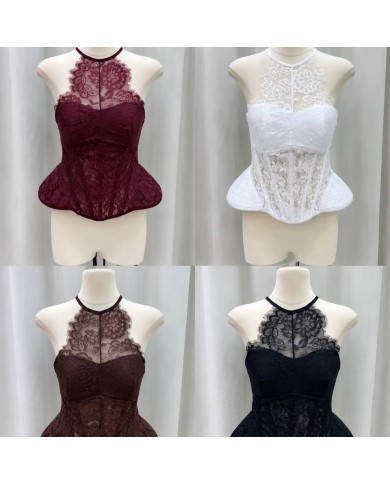 TOP SOLAPAS ENCAJE CHOCO