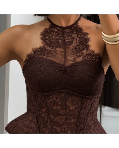 TOP SOLAPAS ENCAJE CHOCO