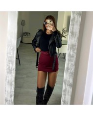 FALDA PANTALÓN CINTURÓN BURDEOS